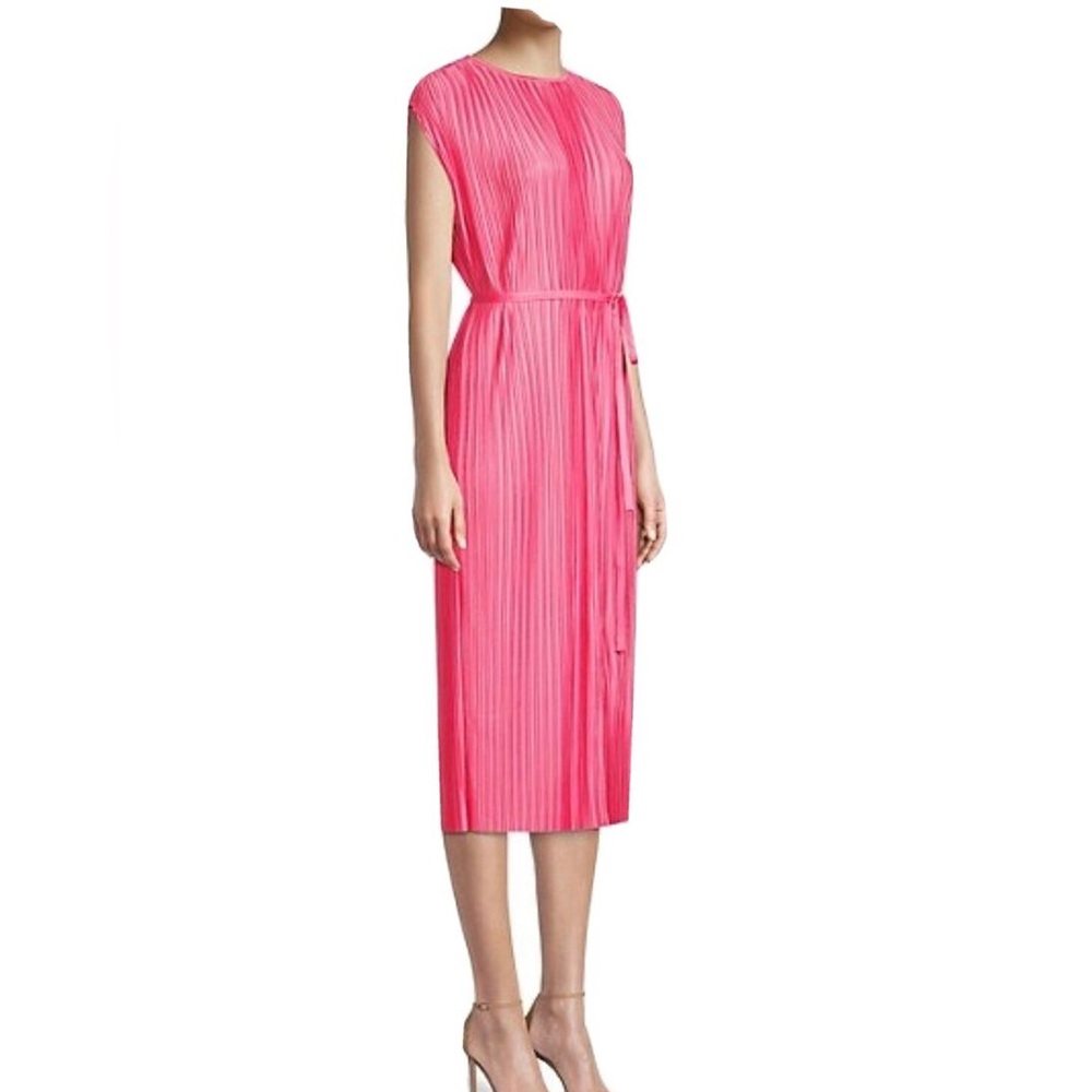 Hugo Boss Pleated Midi Pink Dress
